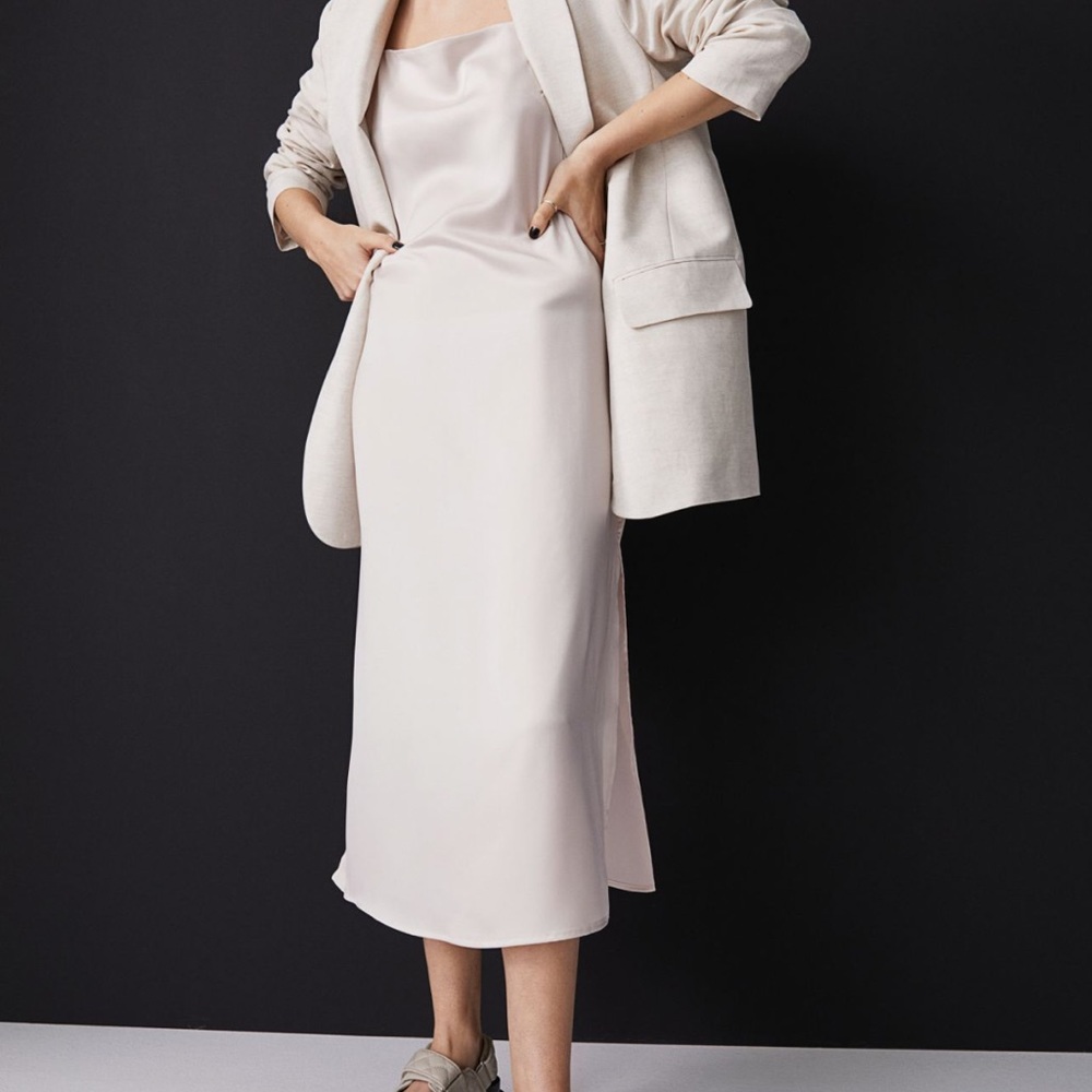 Satin Slip Style Dress, Off white